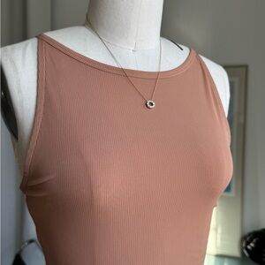 TopShop Tan Ribbed Bodysuit